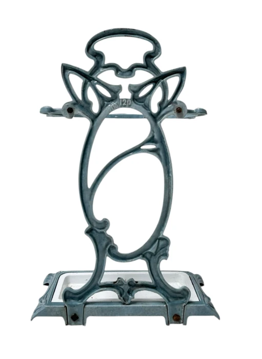 Art Nouveau Enameled Iron Umbrella Stand, 1900s